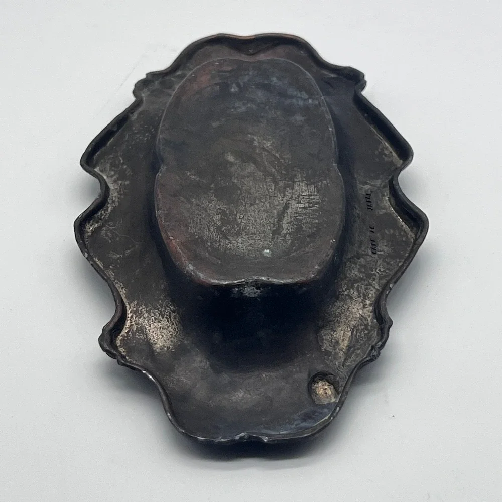 Vintage Vanity Tray Trinket Dish Metal Ornate Art Nouveau Made in Japan